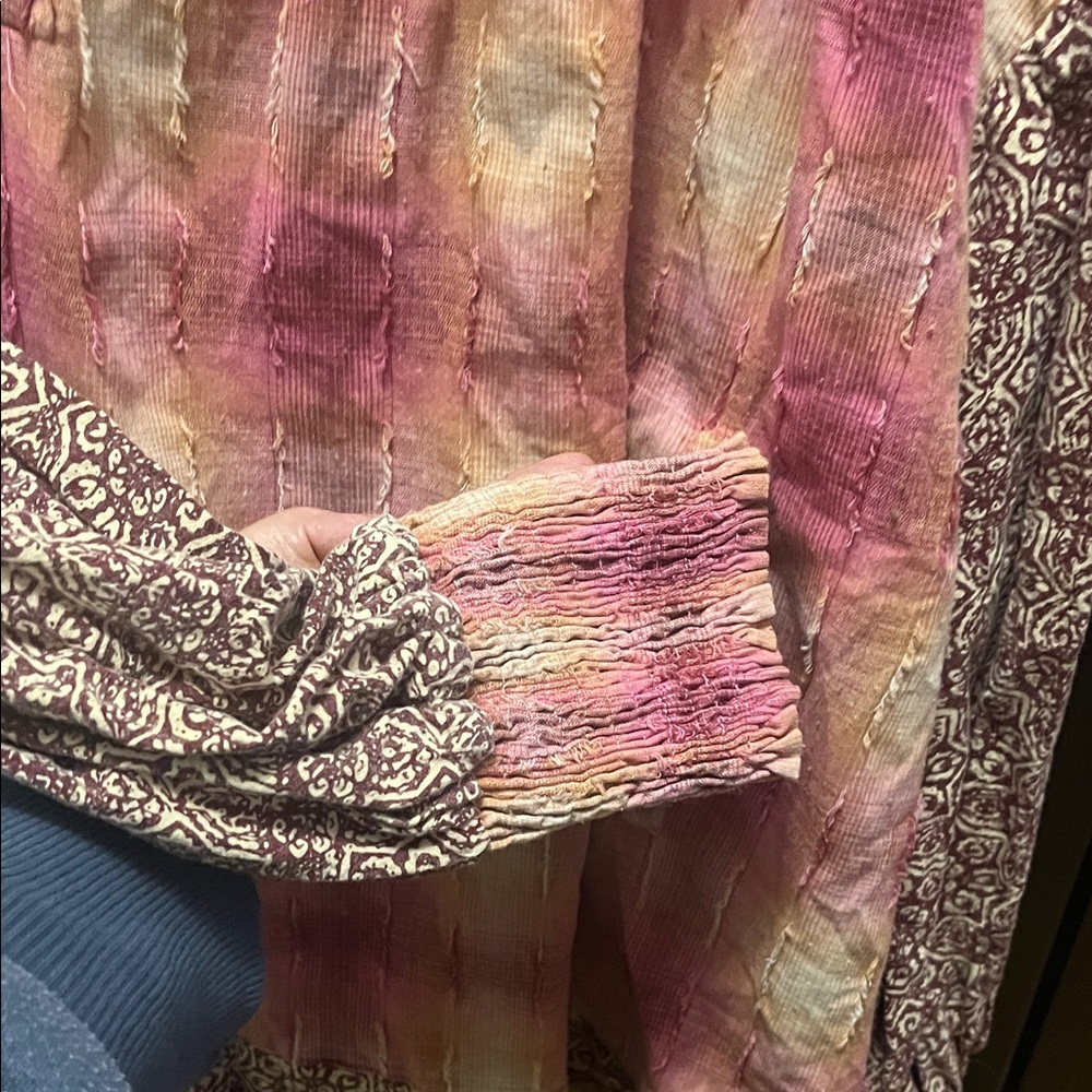 Oli & Hali berry, cream and brown Boho Blouse. Gently used. Worn a few times. - Picture 4 of 6